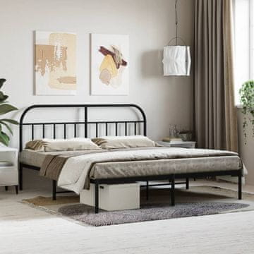 Vidaxl Metalni okvir kreveta s uzglavljem crni 183x213 cm