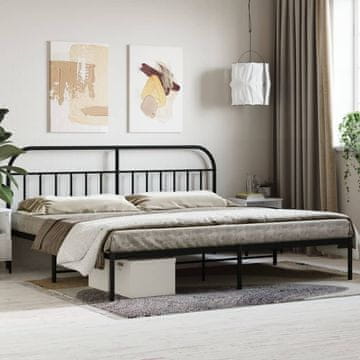 Vidaxl Metalni okvir kreveta s uzglavljem crni 193x203 cm