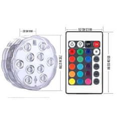 Netscroll Vodootporne LED lampice s daljinskim upravljanjem, 4 komada, RGB rasvjeta za bazen, fontanu, akvarij, dekoraciju, GlowWaterLights