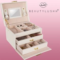 Beautylushh Kutija za nakit s ogledalom na ključ bež ISO 6347
