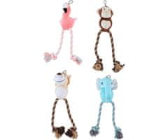 PET Toys plišana igračka od konopa za pse, majmun/lav/slon/flamingo, 42 cm
