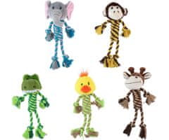 PET Toys plišana igračka od konopa za pse, majmun/slon/žirafa/pile/krokodil, 35 cm