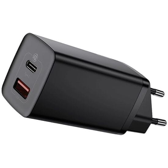 BASEUS GaN2 Lite Quick punjač, USB-A+USB-C, 65W, crna (CCGAN2L-B01)