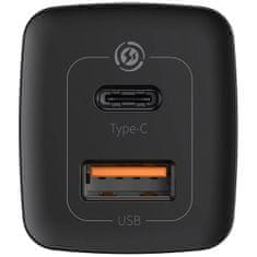 BASEUS GaN2 Lite Quick punjač, USB-A+USB-C, 65W, crna (CCGAN2L-B01)