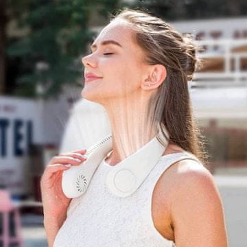 Netscroll Prijenosni ventilator za vrat, bez uporabe ruku, 3 brzine, USB-C punjenje, tihi rad, hlađenje lica i vrata, siguran za kosu, NeckFan