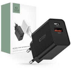 Tech-protect 2-port punjač USB / USB-C 30W QC, crno