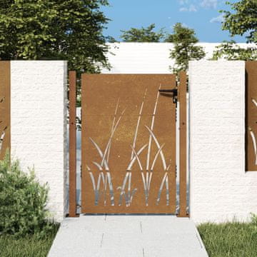 Vidaxl Vrtna vrata, 105x155 cm, Corten čelik, uzorak trave