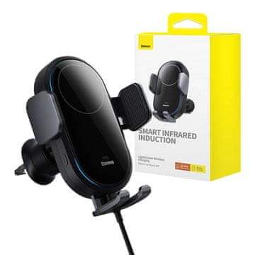 BASEUS držač za automobil s induktivnim punjačem Baseus LightChaser (crni)