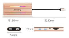 Orico XDR-X3 priključna stanica, RGB, USB-C 3.1, 3xUSB-A, USB-C (PD), 2xHDMI, DP, SD+TF, RJ45, AUX ružičasta