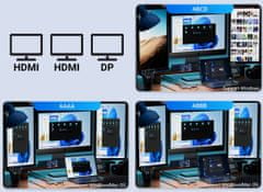 Orico XDR-X3 priključna stanica, RGB, USB-C 3.1, 3xUSB-A, USB-C (PD), 2xHDMI, DP, SD+TF, RJ45, AUX ružičasta