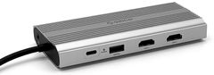 Orico XDR-X33 priključna stanica, 1x USB-C 3.1, 3x USB-A, USB-C PD100W, 2x HDMI 4K@60Hz, DP 4K@60Hz, SD+TF, RJ45, AUX, aluminij, siva