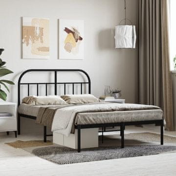 Vidaxl Metalni okvir kreveta s uzglavljem crni 120x200 cm
