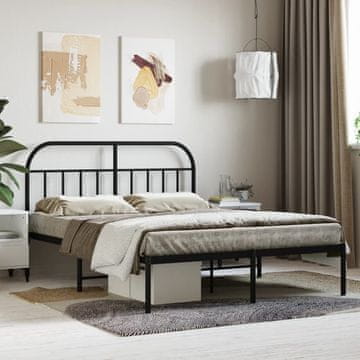 Vidaxl Metalni okvir kreveta s uzglavljem crni 140x190 cm
