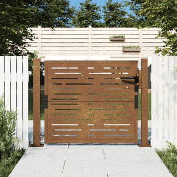 Vidaxl Vrtna vrata, 105x80 cm, Corten čelik, pravokutni uzorak