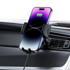 Tech-protect V1 držač mobitela za auto, Qi punjač 15W, crno