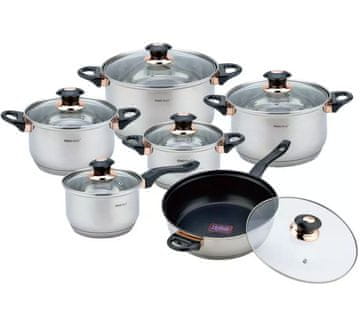 KINGHoff KH-1767 Rosegold Jumbo set posuđa od čelika, 12 komada