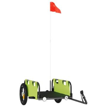 Vidaxl Prikolica za bicikl zelena od tkanine Oxford i željeza