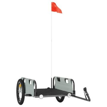 Vidaxl Prikolica za bicikl siva od tkanine Oxford i željeza