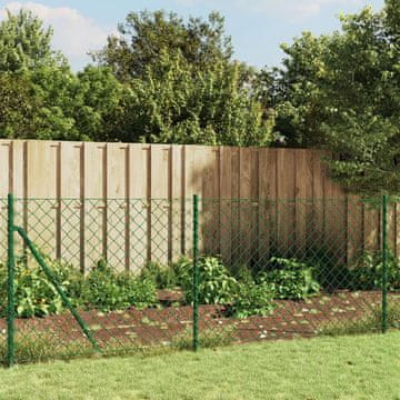 Vidaxl Mrežasta ograda sa sidrima, zelena, 1,1 x 25 m