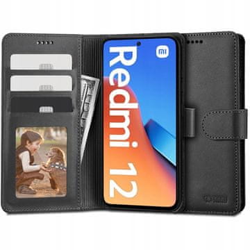 Tech-protect Wallet preklopna maska za Xiaomi Redmi 12, crno