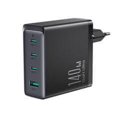 Joyroom Gan Ultra punjač USB / 3x USB-C 140W + kabel USB-C, crno