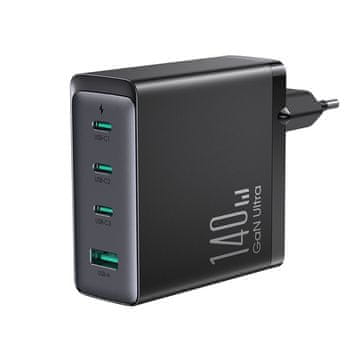 Joyroom Gan Ultra punjač USB / 3x USB-C 140W + kabel USB-C, crno