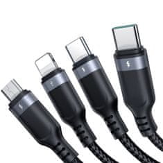 Joyroom 4in1 kabel USB - 2x USB-C / Lightning / Micro USB 3.5A 1.2m, crno
