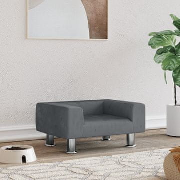 Vidaxl Krevet za pse tamnosivi 50x40x26,5 cm baršunasti