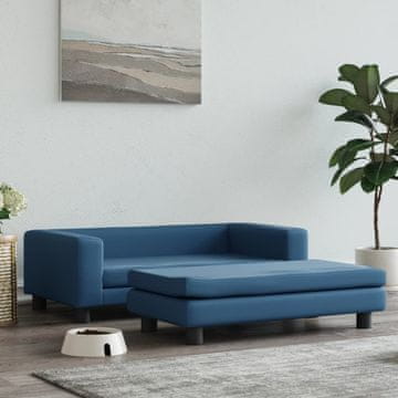 Vidaxl Krevet za pse s pomoćnim stolićem, plavi, 100x50x30 cm, baršun
