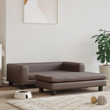 Vidaxl Krevet za pse s pomoćnim stolićem, smeđi, 100x50x30 cm, umjetna koža