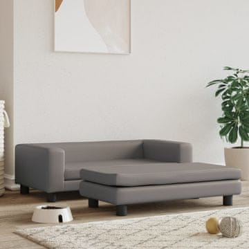 Vidaxl Krevet za pse s pomoćnim stolićem, sivi, 100x50x30 cm, umjetna koža