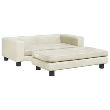 Vidaxl Krevet za pse s produžetkom krem 100 x 50 x 30 cm baršunasti