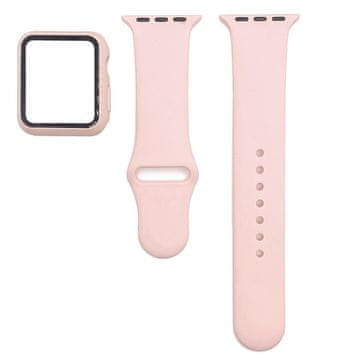 BStrap Silicone remen s futrolom za Apple Watch 44mm, pink