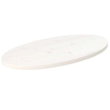 Vidaxl Ploča stola Bijela 80x40x2,5 cm Masivno borovo drvo Ovalno