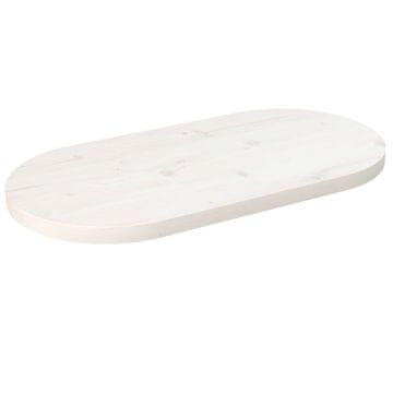 Vidaxl Ploča stola bijela 70x35x2,5 cm masivni borov ovalni