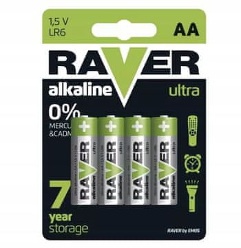 EMOS 1,5V LR6 AA Raver alkalne baterije, set od 4 komada