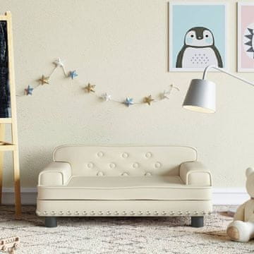 Vidaxl Dječja sofa, krem, 70x45x30 cm, umjetna koža