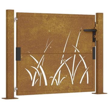 Vidaxl Vrtna vrata 100x75 cm Corten čelik dizajn s travom