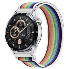 BStrap Velcro Nylon remen za Xiaomi Amazfit GTR 42mm, white rainbow