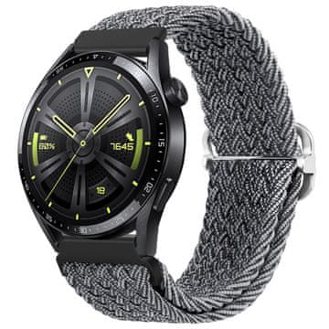 BStrap Braid Nylon remen za Huawei Watch GT2 42mm, gray black