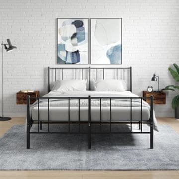 Vidaxl Zidni noćni ormarići, set od 2, dimljeni hrast, 35x35x20 cm