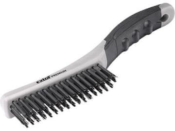 Extol Premium Četka (8803911) čelik, TPR ručka, 250 mm, 4 reda, duljina žice 28 mm, promjer 0,35 mm, Fe