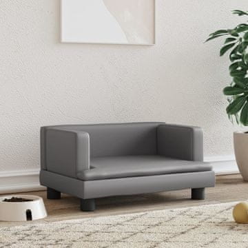 Vidaxl Krevet za pse, sivi, 60x40x30 cm, umjetna koža
