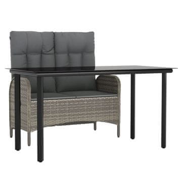 Vidaxl 2-dijelni vrtni blagovaonski set s jastucima sivi od poliratana