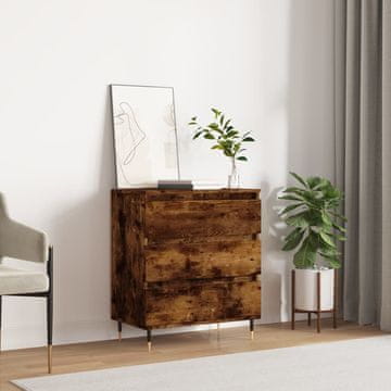 Vidaxl Komoda s ladicama, dimljeni hrast, 60x35x70 cm, materijal na bazi drva