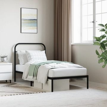 Vidaxl Metalni okvir kreveta s uzglavljem crni 90x190 cm