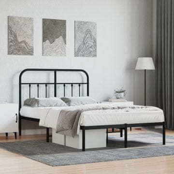 Vidaxl Metalni okvir kreveta s uzglavljem crni 120x200 cm