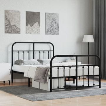 Vidaxl Metalni okvir kreveta s uzglavljem i podnožjem crni 120x190 cm