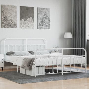 Vidaxl Metalni okvir kreveta s uzglavljem i podnožjem bijeli 183x213 cm