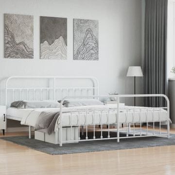 Vidaxl Metalni okvir kreveta s uzglavljem i podnožjem bijeli 193x203 cm